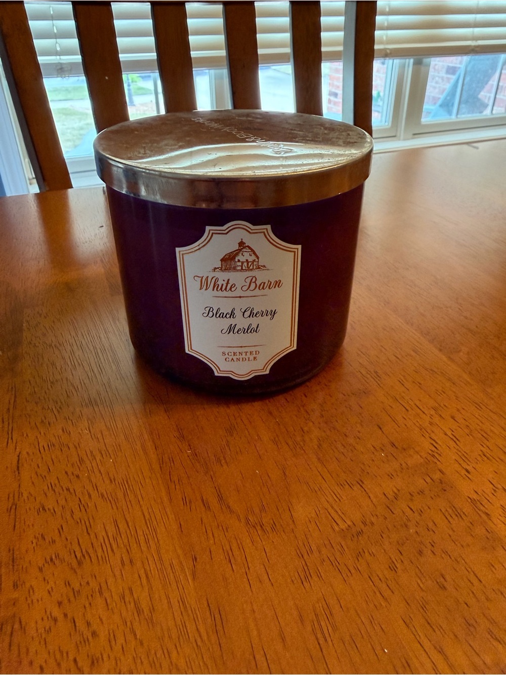 White Barn Black Cherry Merlot Purple Glass 3 wick 14.5 oz Candle BBW
